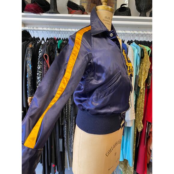 vintage 1950s reversible cropped satin womens letterman jacket s/m tennis H - Picture 4 of 8